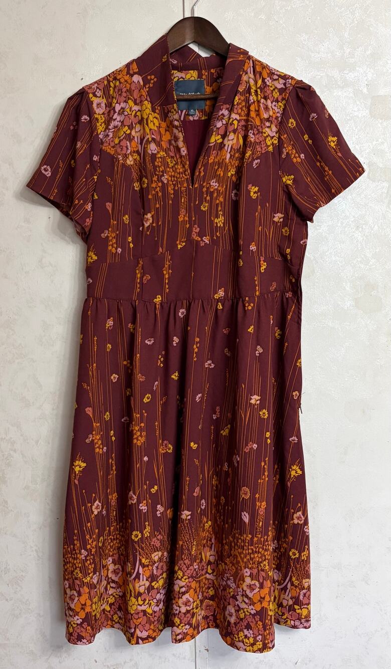 ModCloth Vtg-Inspired 60s 70s Boho Romantic Rustic Burgundy Fit-n-Flare Dress XL